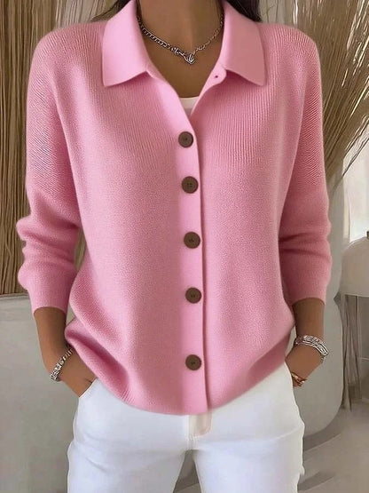 Button-Knitted Lapel Sweater Cardigan Coat for Women- Stylish & Versatile