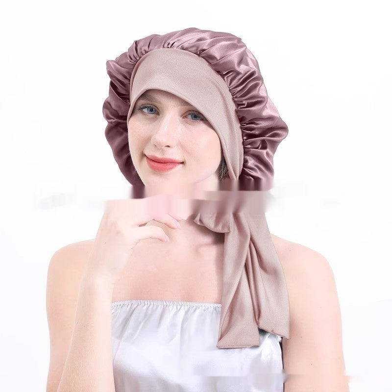Extra Large Stretch European And American Solid Color Ladies Shower Cap