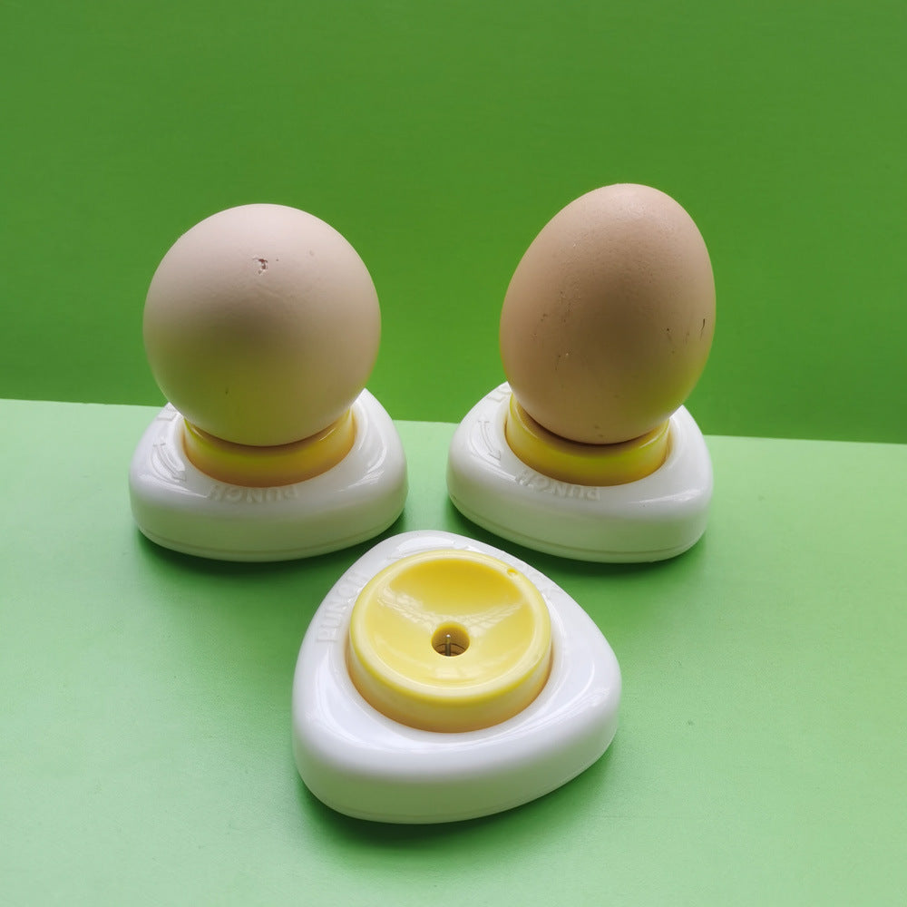 Three egg holders with eggs on a green background