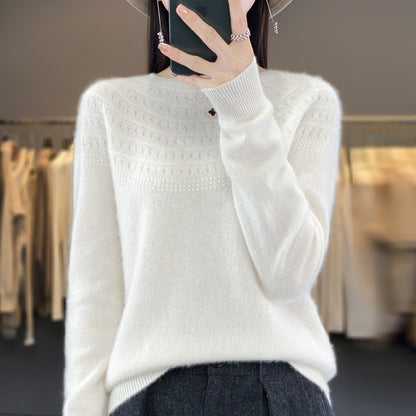 Seamless Front Line Ready-made Garments Curling Collar Hollow Sweater