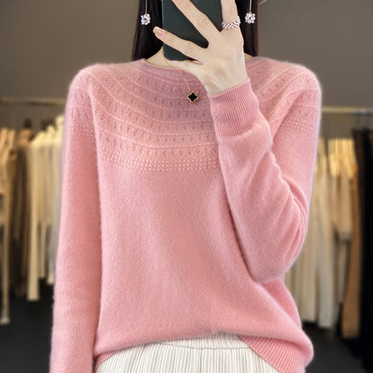 Seamless Front Line Ready-made Garments Curling Collar Hollow Sweater
