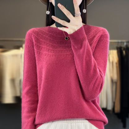 Seamless Front Line Ready-made Garments Curling Collar Hollow Sweater