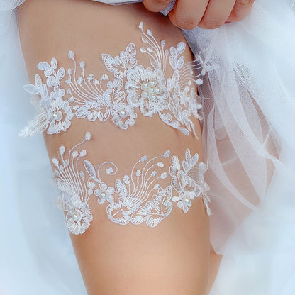 White Elastic Leg Ring Bridal Lace Stockings Band