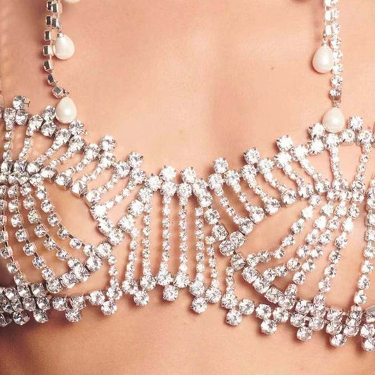 Women's Sexy Rhinestone Chest Chain Body Jewelry