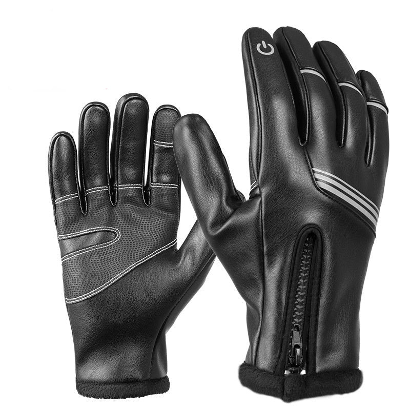 Black gloves with a zipper on a white background, labeled 'Car God-Black'.