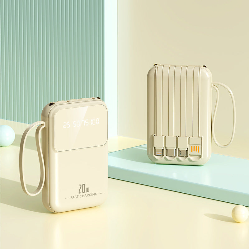 Two portable charging devices on a light surface with a pastel green background