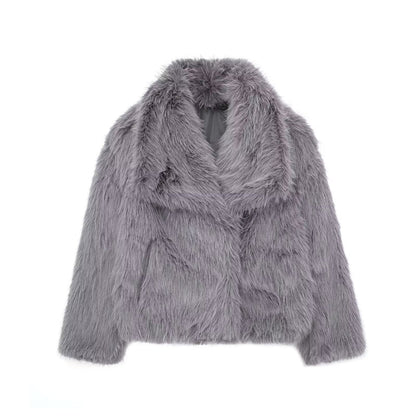 Gray fluffy jacket on a white background