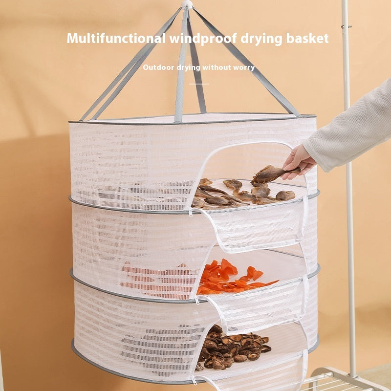 Hanging Network Dry Goods Artifact - Foldable Fly Cage for Balcony Drying