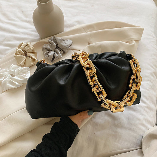 Soft Leather Net Red Crossbody Fold Cloud Bag