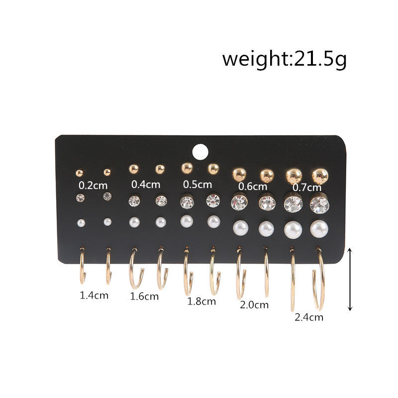 European And American New Pearl Zircon Earings Set Creative Retro Simple Elegant Earrings