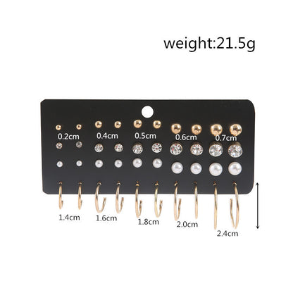 European And American New Pearl Zircon Earings Set Creative Retro Simple Elegant Earrings