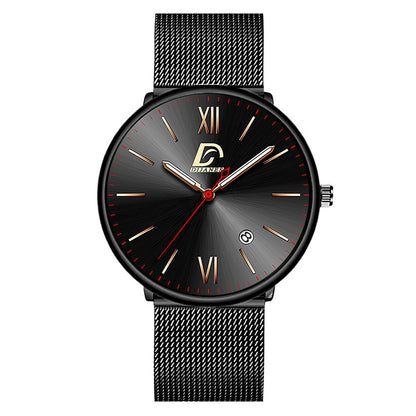 Men's Stainless Steel Calendar Watch Korean Version