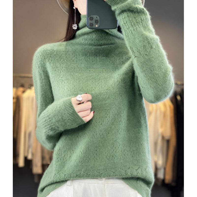 Pile Collar Front Line Ready-made Garments 100 Woolen Sweater For Women