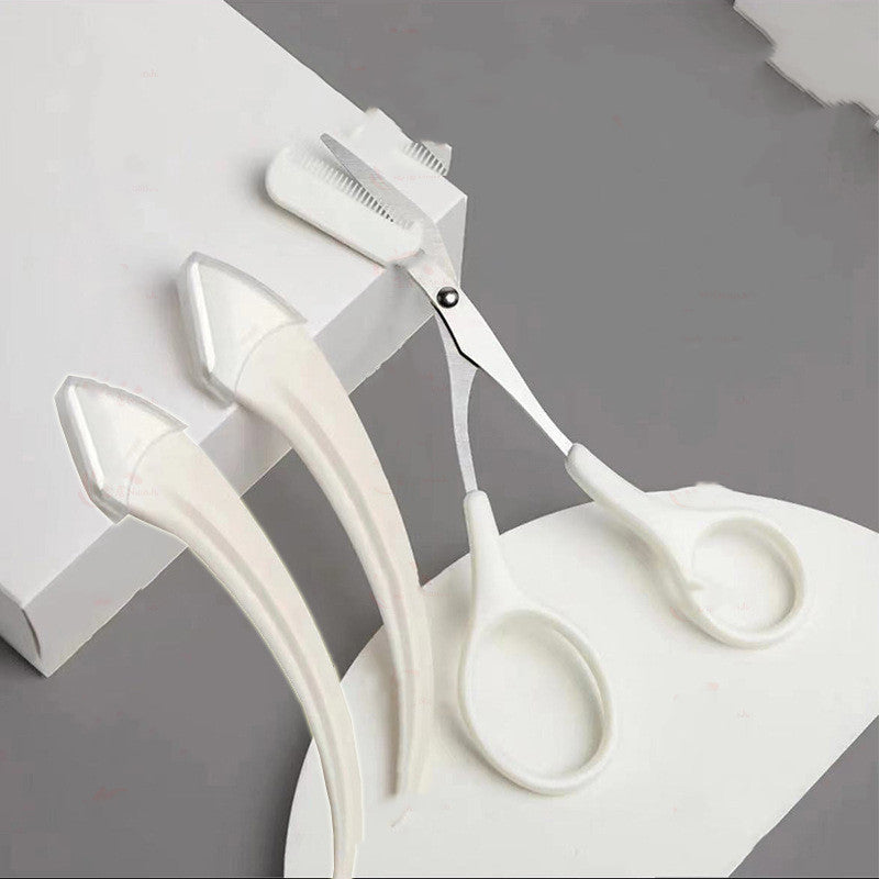 Curved Moon Eyebrow Trimming Knife with Comb - Small Beauty Gadget