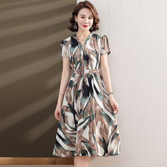 Mom Wear Over The Knee Dress Summer Wear