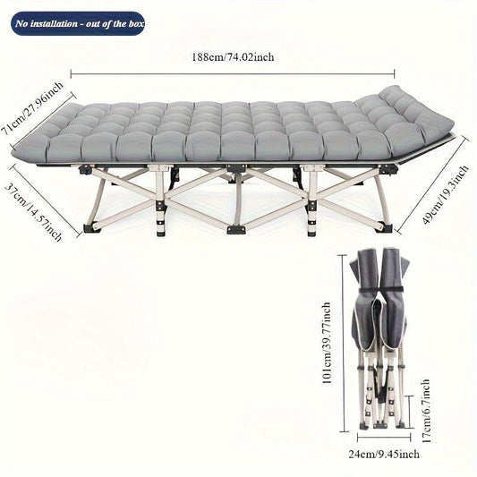 Grey Heavy-duty Folding Camping Bed With Storage Bag Suitable For Travel, Office And RV Travel