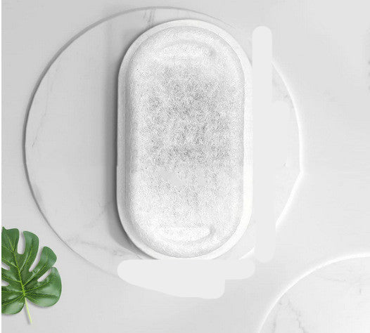 Rectangular white soap bar with dimensions on a light gray background