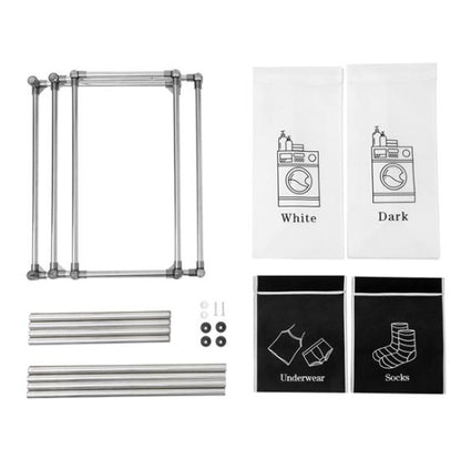 Laundry Basket 2 Tiers Laundry Sorter With 4 Removable Bags For Sorting Clothes, Laundry, Light, Dark Laundry