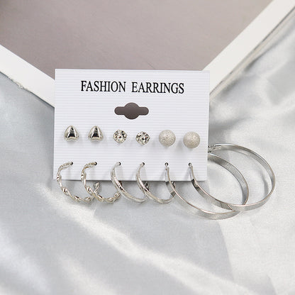 Simple Earrings 6 Pairs With Diamonds Earings Set