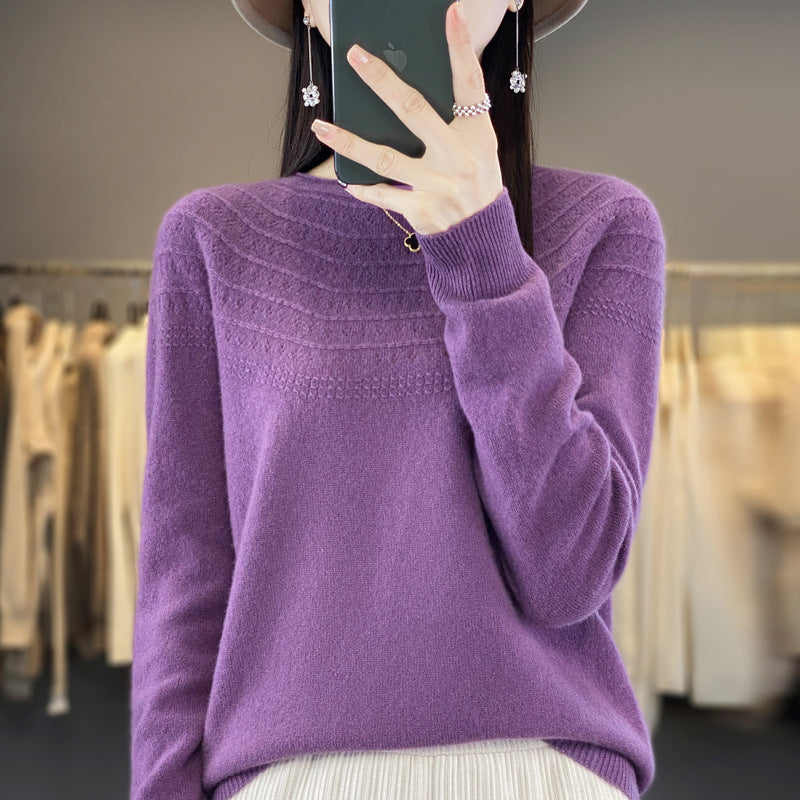 Seamless Front Line Ready-made Garments Curling Collar Hollow Sweater