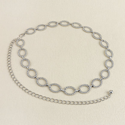 Waist Chain - Women Senior Sense Circle Wavy Metal Chain