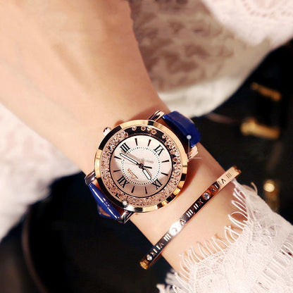 Rhinestone Dial Women's Retro Belt Quartz Watch