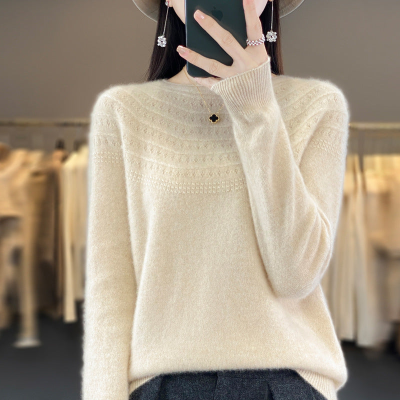 Seamless Front Line Ready-made Garments Curling Collar Hollow Sweater