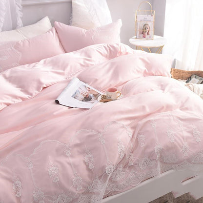 Ice Silk Bed Sheet Quilt Cover Advanced Simple Four-Piece Set