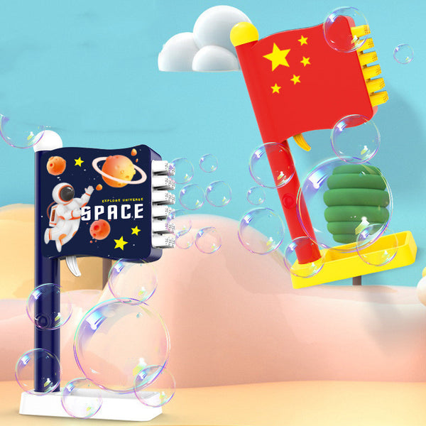 18 Holes Space Bubble Flag - Automatic Blower Soap Toy for Kids