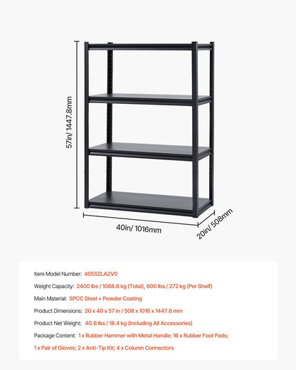 Storage Shelves 4-tier Garage Storage Shelving