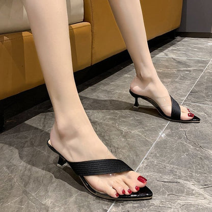 Elegant Pointed Stiletto Transparent Cross-Strap Sandals for Women