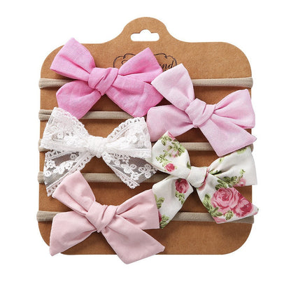 Children's Hair Accessories Handmade DIY Bow Hair Band 5-piece Baby Nylon Headband Set