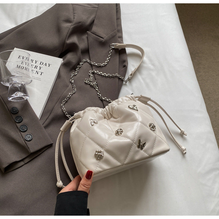 Chain Kafuu Diamond Fashion Shoulder Crossbody Mini Bucket Bag