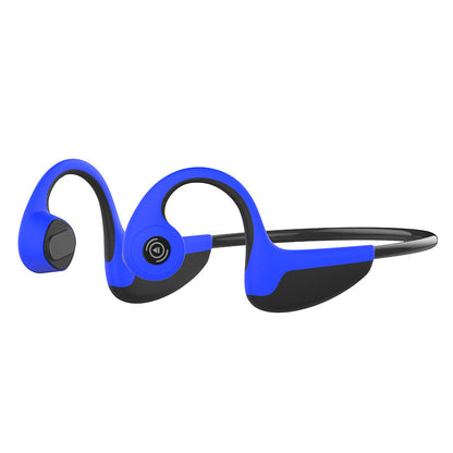 Blue and black wireless earbuds on a white background