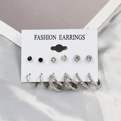 Simple Earrings 6 Pairs With Diamonds Earings Set