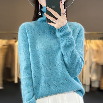 Pile Collar Front Line Ready-made Garments 100 Woolen Sweater For Women