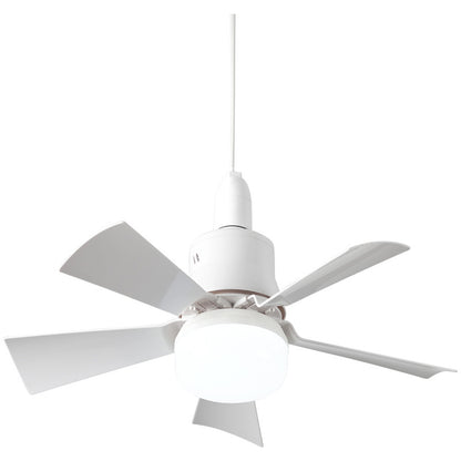 White ceiling fan with light fixture on a white background