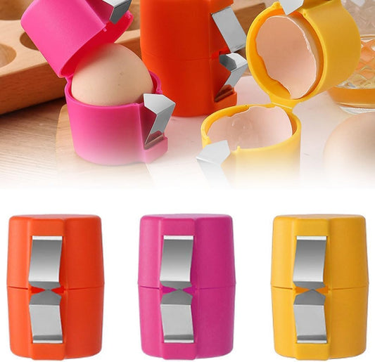 Colorful egg shell removers on a white background