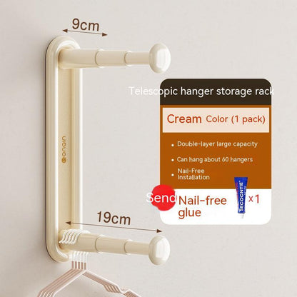 Retractable Hanger Storage Rack - Punch-Free Organizer
