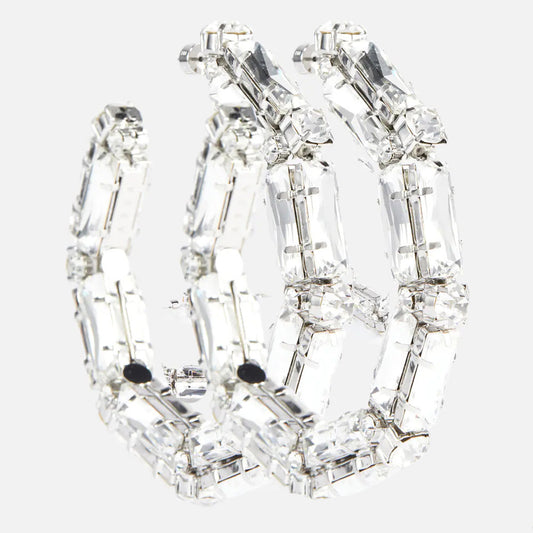 Rhinestone Earrings - Personalized Fashion Hoop Exaggerated Earrings
