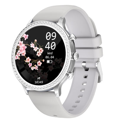 Smartwatch with floral display on a white background