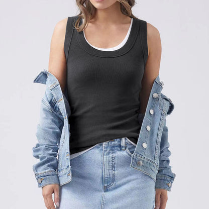 Women's Summer Wear Solid Color Sleeveless Top