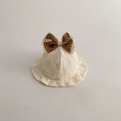 Windproof Bow Fisherman Hat Newborn Small-month Keep Baby Warm Bucket Hat