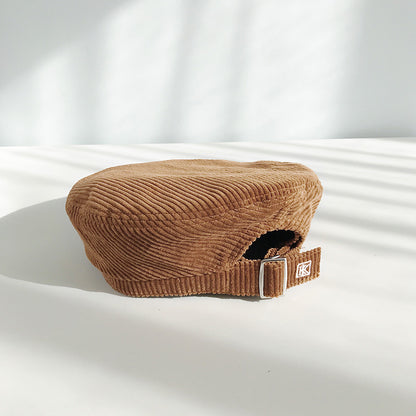 Women's Embroidered Letter Beret Versatile Corduroy