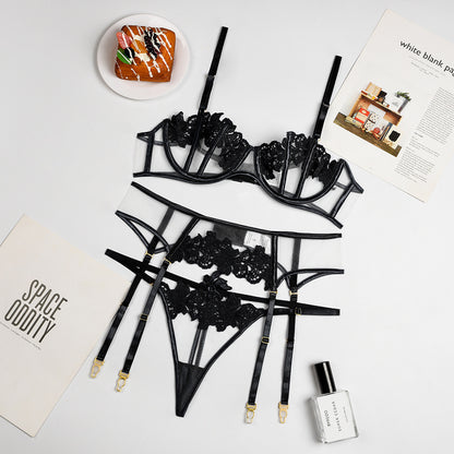 Embroidered Thong Lingerie Set – Elegant and Feminine