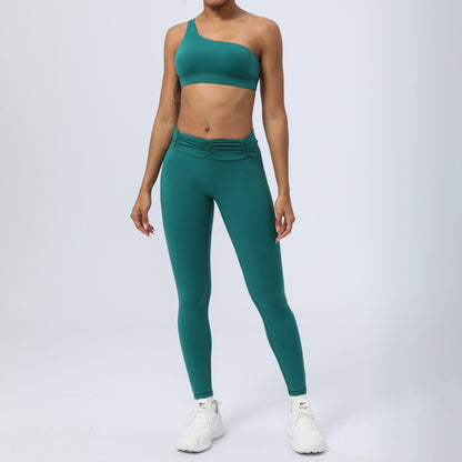 Women's Fitness Running Sports Pleated Yoga Clothes Suit