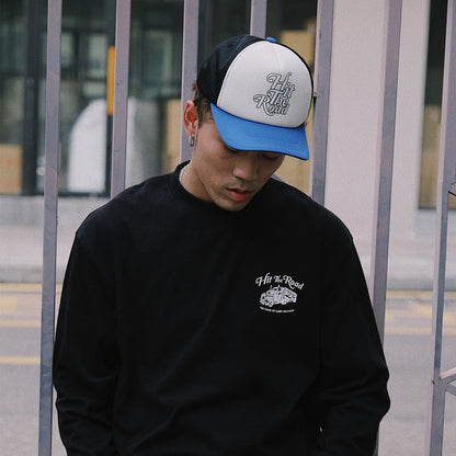 Blue & White Retro Cotton Adjustable Cap