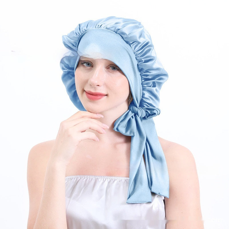Extra Large Stretch European And American Solid Color Ladies Shower Cap