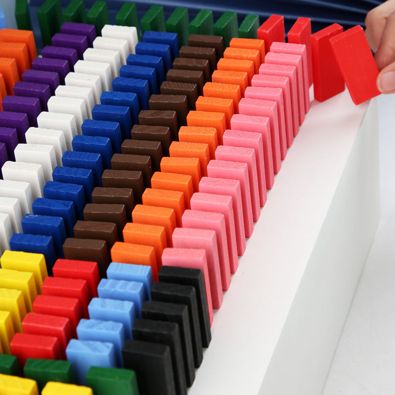 Wooden Domino Blocks Building Toy Kits | Color Sort Rainbow Dominoes Educational Game