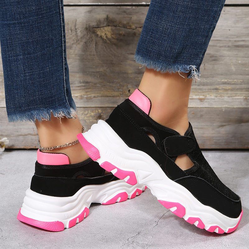 Mesh Sport Shoes for Women - Fashion Outdoor Flat Heel Round Toe Running Shoes